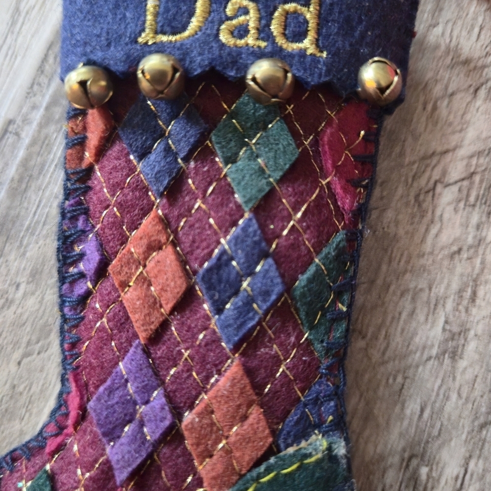 Hallmark Keepsake 2002 Dad Stocking Ornament Felt Argyle Christmas Sleigh - Picture 7 of 10